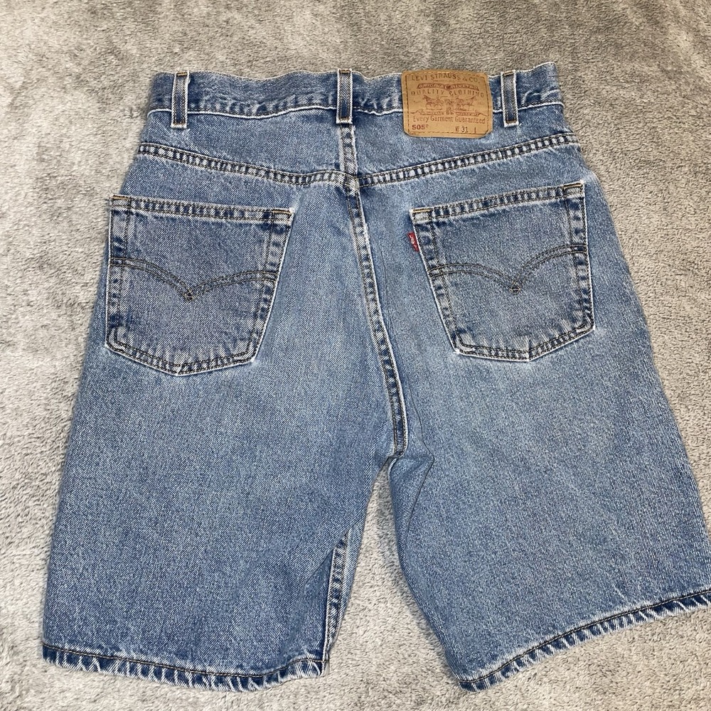 Vintage 90s Levi’s 505 Light Wash Jean Shorts Size Youth 14.5 White Tab - Picture 2 of 6